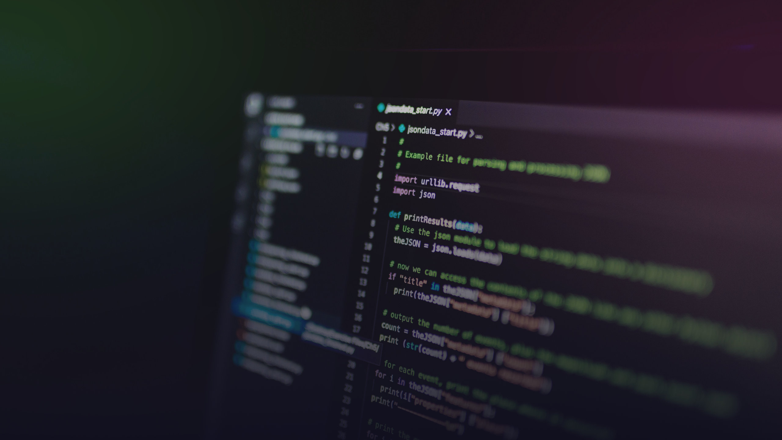Nahaufnahme von Python-Code auf einem Bildschirm.